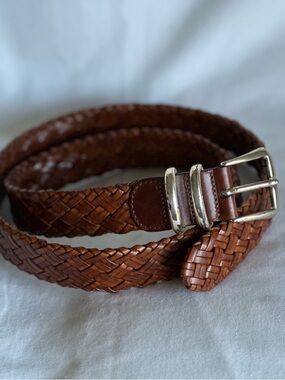 Cale Men's Woven Leather Belt — Brown